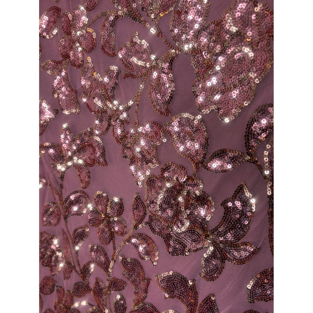 Windsor Rose Gold Sequin Strapless Cocktail Dress Mauve Floral Mini SzS - Picture 4 of 9